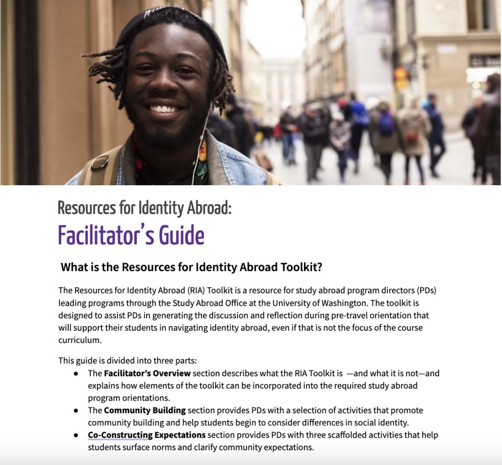 Resources for Identity Abroad_photo of Facilitator's Guide
